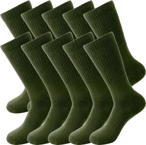 5 Pairs Military Green Socks Army Crew Sock Military Boot Socks for Men Women Working Outdoor