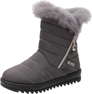 Ankle Boots for Women Comfy Platform Women's Real Hair Padded Waterproof Snowproof Snow Boots Cotton Shoes