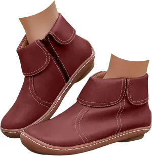 Ankle Boots for Women Fall Boots Women Round Toe Comfortable Side Zipper Flat Casual Walking Shoes Women Short Boots