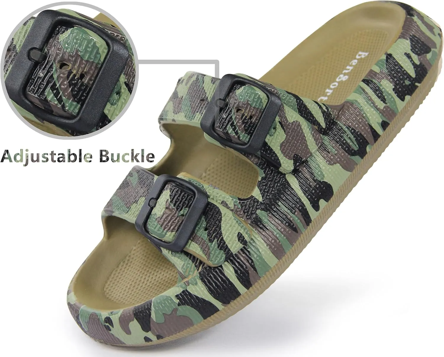 BenSorts Pillow Sandals for Women Men Thick Sole Adjustable Buckles EVA