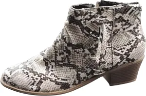 Boots for Women Chunky Stacked Heel Ankle Boots Almond ToeDressy Western Booties with Side Zipper