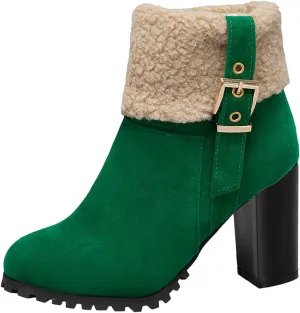 Boots for Women Platform Lug Sole Sherpa Lined Combat Ankle Boots High Chunky Heel Fashion Heeled Booties Shoes