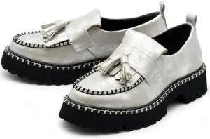 [by ashinagaojisan] by ashinagaojisan 8710549 Lightweight Quilted Tassel Loafer Thick Sole Shoes Women's Student School Business Thick Sole S M L LL Black Heel Height 4 cm