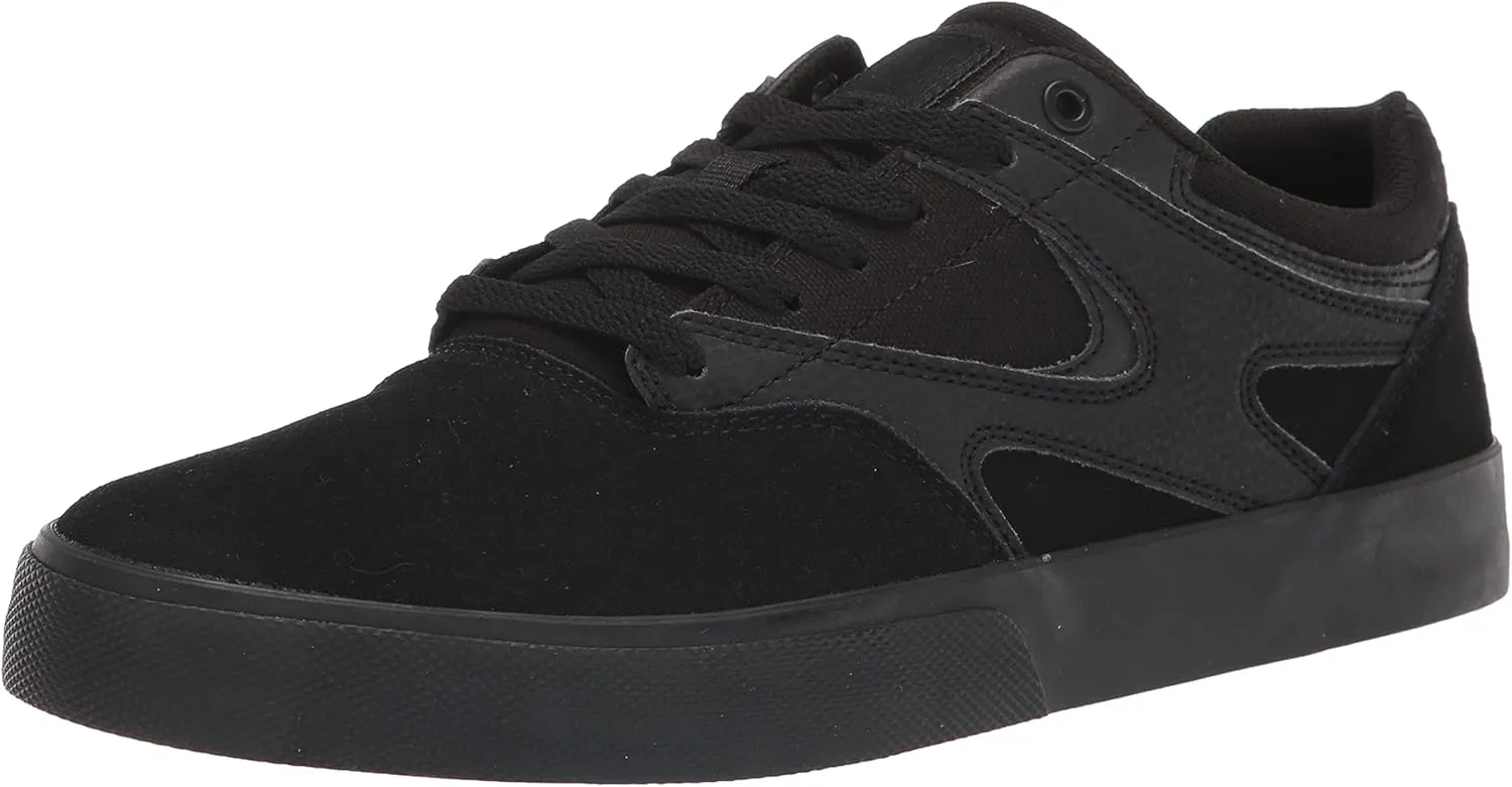 DC Men's Kalis Vulc Low Top Casual Skate Shoe, Black/Black/Black, 4.5