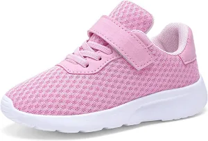 Girls Boys Running Shoes Little Big Kids Sneakers Hook and Loop Shock Absorption Non Slip Athletic Footwear