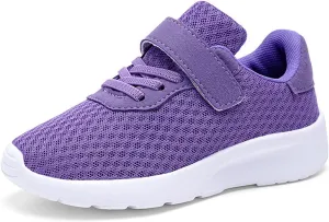 Girls Boys Running Shoes Little Big Kids Sneakers Hook and Loop Shock Absorption Non Slip Athletic Footwear
