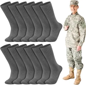 Hercicy 6 Pairs Men's Army Socks Military Boot Socks Cotton Crew Dress Stocking Men Plain Casual Season Grade Regular Fit