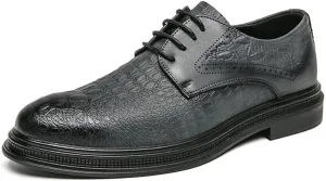 Italian Luxury Mens Formal Leather Oxford Dress Shoes Pointed Toe Brogue Lace Up Classic Fit Business Wedding Comfortable Genuine Leather Office