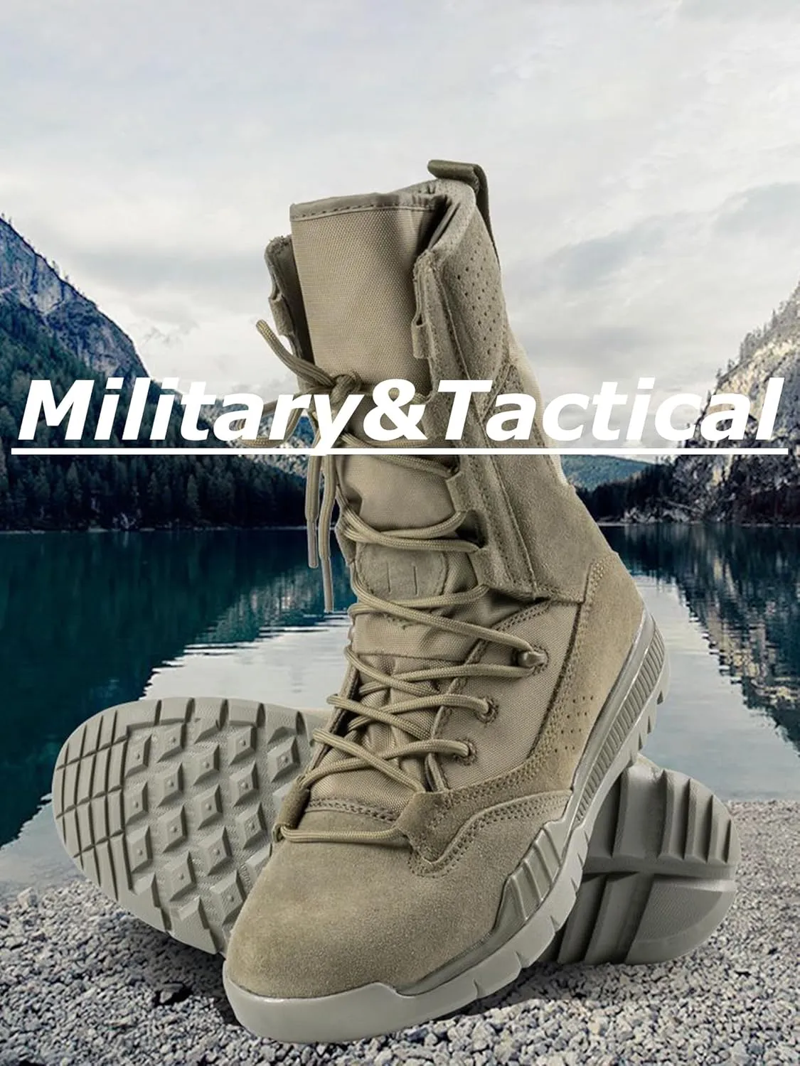 Kervaky Men's Green Combat Boots: Tactical, Hiking, Desert, Breathable, Multi-Occasion