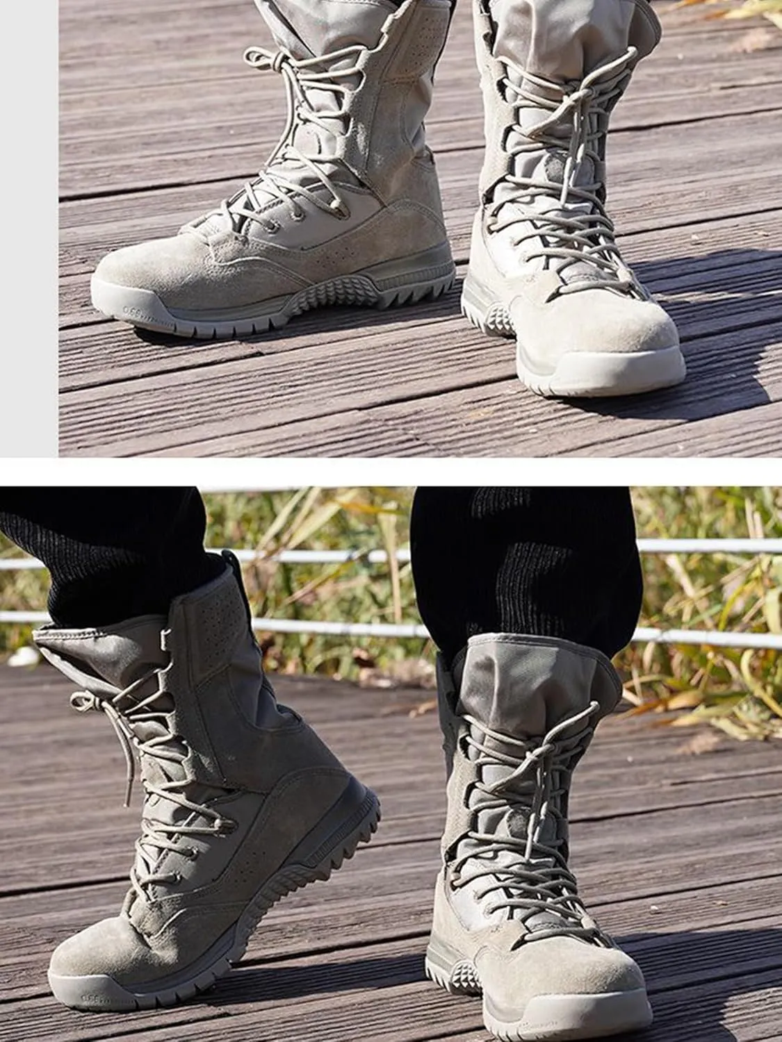 Kervaky Men's Green Combat Boots: Tactical, Hiking, Desert, Breathable, Multi-Occasion
