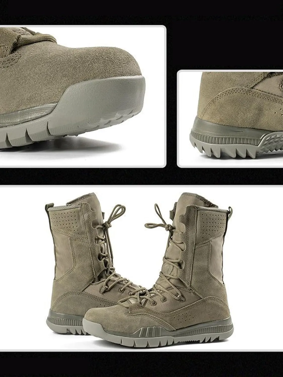 Kervaky Men's Green Combat Boots: Tactical, Hiking, Desert, Breathable, Multi-Occasion