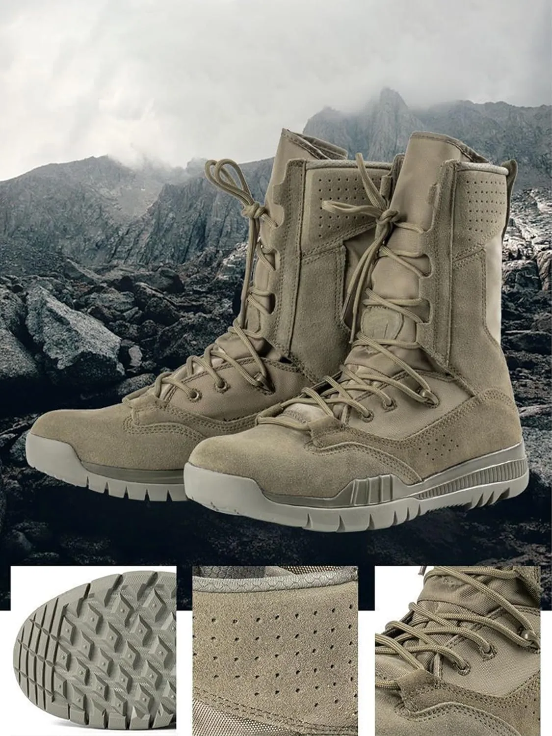 Kervaky Men's Green Combat Boots: Tactical, Hiking, Desert, Breathable, Multi-Occasion
