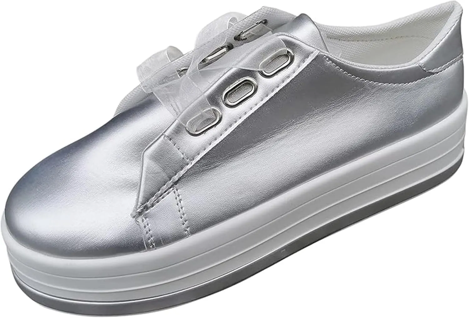 Lausiuoe Shoes for Women Sneakers Trendy Comfortable Casual Fashion Sneakers Leather Walking Shoes Slip On Flat Loafers