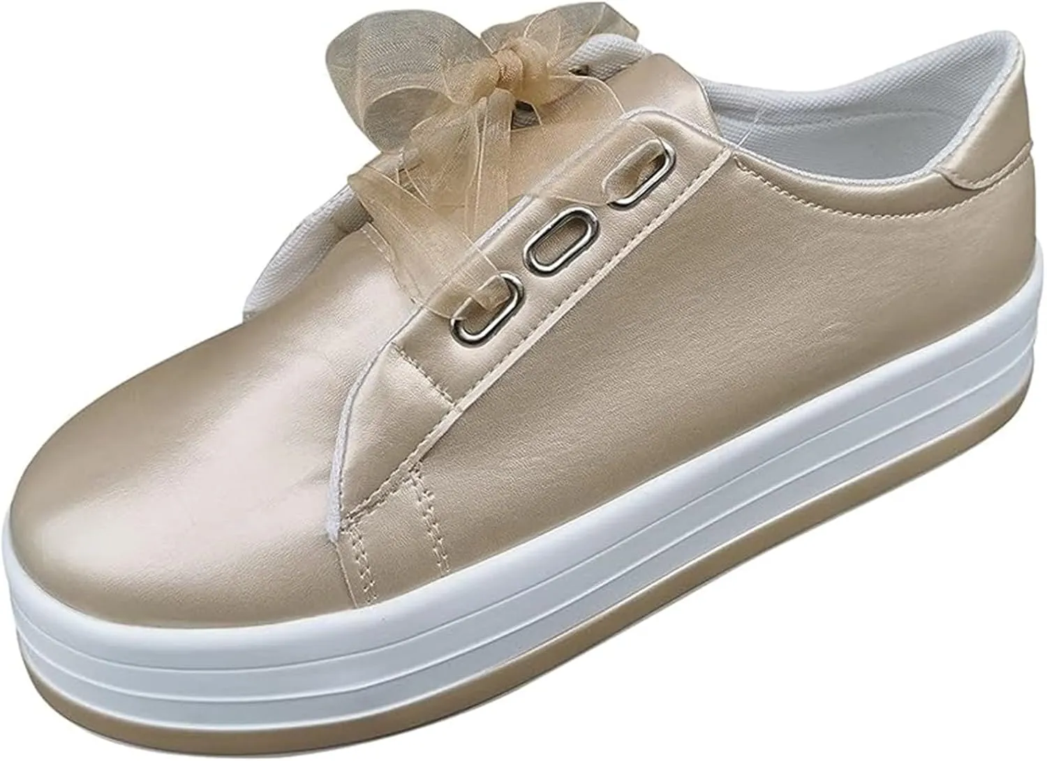 Lausiuoe Shoes for Women Sneakers Trendy Fashion Leather Flat Shoes Casual Comfortable Walking Slip On Sneakers Loafers