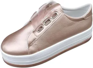 Lausiuoe Shoes for Women Sneakers Trendy Slip On Loafers Shoes Fashion Leather Sneakers Casual Comfortable Flat Walking Shoes