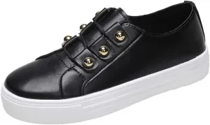 Lausiuoe Slip On Sneakers Women Memory Foam Black Womens Low Top Canvas Sneakers Casual Fashion Running Lightweight Breathable Comfortable Walking Flat Shoes Loafers