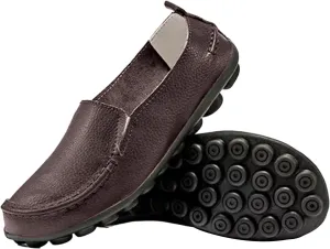 Leather Loafers Women Retro Cute Dress Lug Sole Flats Shoes Business Casual Comfortable Penny Loafers Shoes Slip On Flats