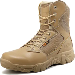 Men's Breathable Military Boots, Lightweight Waterproof High-top Rubber-soled Military Boots, for Outdoor Tactical Jungle Combat Men's Desert Boots