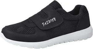Mens Loafers & Slip-Ons Men's 2023 New Hook Loop Solid Color Fly Woven Mesh Breathable Running Shoes