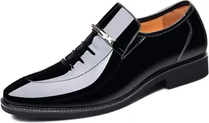 Men's Retro Patent Leather Slip On Dress Shoes Formal Business Oxford Shoes Driving Loafers for Men
