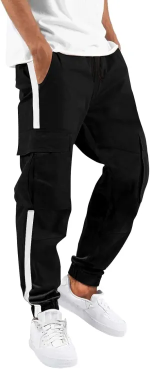 Mens Sweatpants Cargo Open Bottom Straight Leg Casual Loose Fit Baggy Athletic Jogger Pants with Pockets Men's Joggers