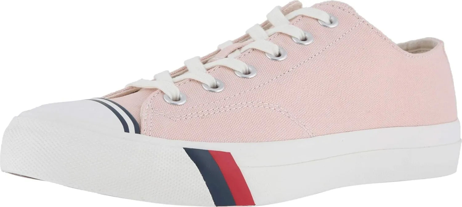PRO-Keds® Royal Lo Lace Up Shoes for Men – Canvas Upper – Textile Insole and Lining – Round Rubber Toe Design Light Rose Men's 9, Women's 11 Medium