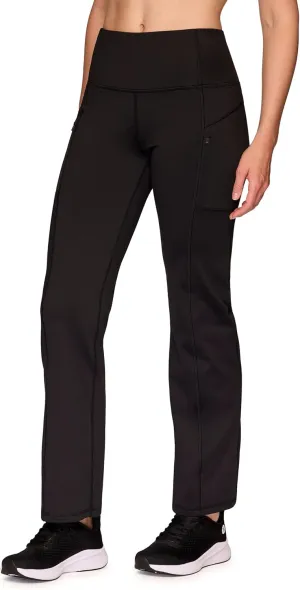 RBX Fleece Yoga Pants for Women, Fleece Lined Flare Leggings with Zipper Pockets Full Length Bootcut Workout Pants