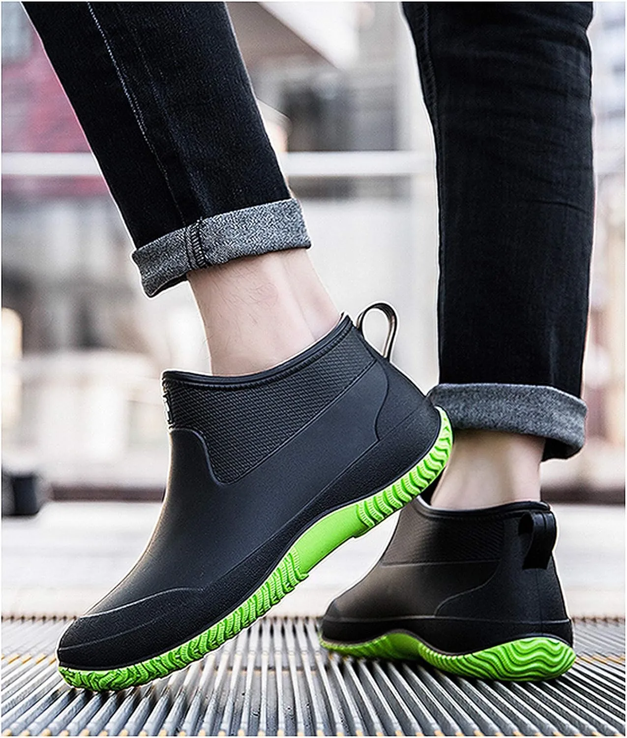 SMajong Rain Boots for Women Waterproof Garden Shoes Men Anti Slip Rubber Ankle Boots Car Wash Shoes Women's Rain Footwear