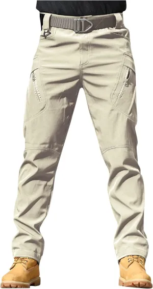 Tactical Pants for Men Waterproof Straight Leg Lightweight Work Pants Breathable Baggy Cargo Pants with Pockets
