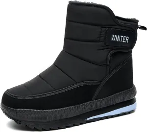 Winter Boots for Women Men Couple Unisex Hook Loop Warm Fur Lined Snow Booties Waterproof Slip On Womens Boots