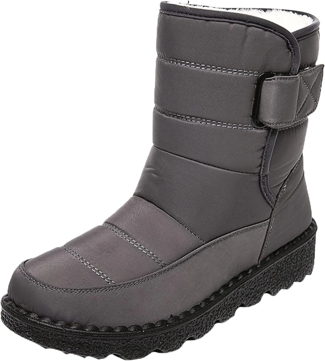 Winter Boots for Women Waterproof Warm Fur Lining Mid Calf Boots Hook Loop Comfortable Outdoor Shoes