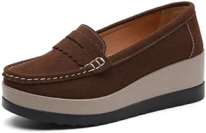 Women's Fashionable Thick Sole Suede Wedge Casual Walking Shoes