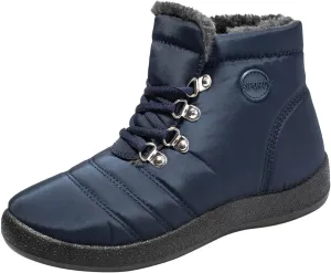 Womens Winter Snow Boots Flat Warm Fur Lined Waterproof Ankle Booties omfortable Walking Outdoor Boot