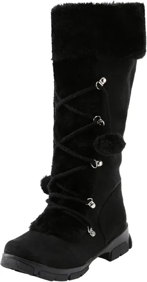 Womens Winter Snow Boots Knee High Snow Boots Warm Fur Lined Furry Faux Fur Boots Fuzzy Fluffy Cold Weather Boots