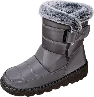 Womens Winter Snow Boots Men Couple Warm Fur Lined Booties Non Slip Waterproof Flat Hook Loop Snow Boots