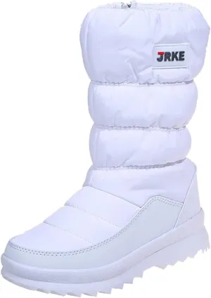 Womens Winter Snow Boots Puffy Winter Snow Waterproof Ankle Booties Anti Slip Mid Calf Snow Booties with Side Zip