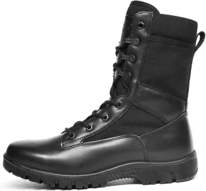 Wygwlg Army Boots Men Military Boots Spring and Autumn Black Leather Tactical Boots, Waterproof Work Safety Shoes Men Casual Shoes,38