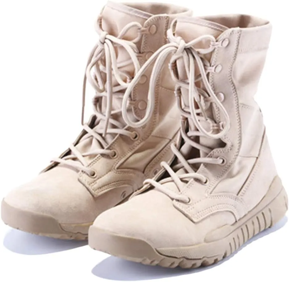 Wygwlg Summer Men Military Army Combat Boots Jungle Work Combat All Terrain Boots Breathable Police Force Work Shoes