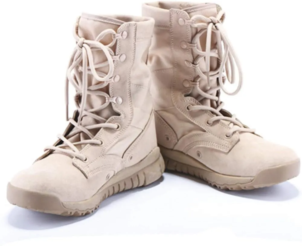 Wygwlg Summer Men Military Army Combat Boots Jungle Work Combat All Terrain Boots Breathable Police Force Work Shoes